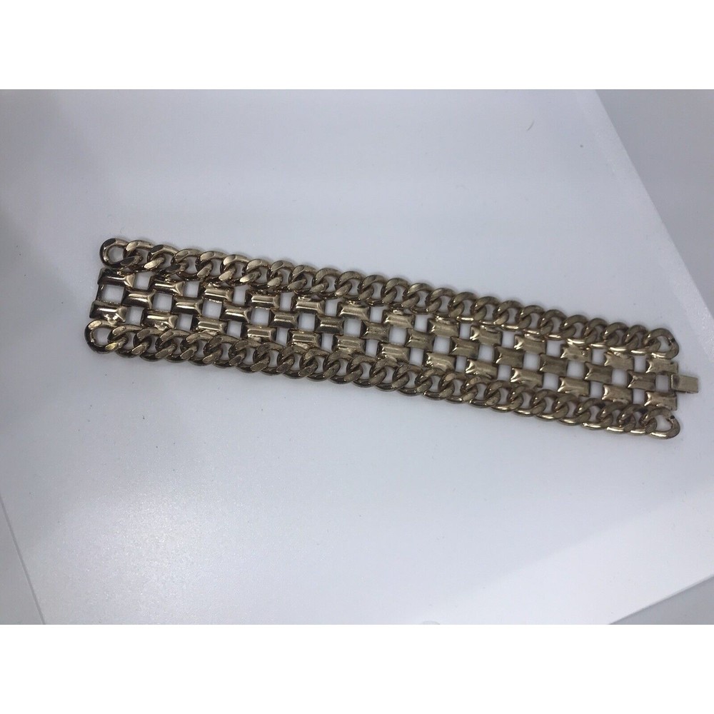 Vintage Chunky Gold Tone Linked Bracelet Estate Jewelry